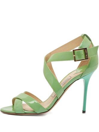 Jimmy Choo London 100 mm Louise lakleren sandalen - Groen