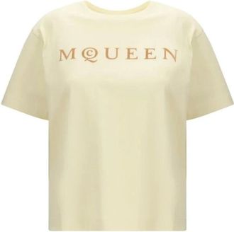 Alexander McQueen Alexander McQueen, T-Shirts, female, Yellow, Size: XS Cotton T-Shirt with Contrasting Panels