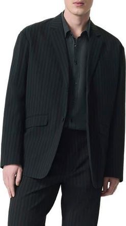 Rag & Bone Shift Classic Fit Textured Stripe Cotton & Silk Seersucker Sport Coat in Black at Nordstrom Rack, Size 44