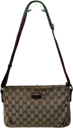 Gucci Pre-owned Katoenen Crossbodytas - Dames - Vintage Schoudertas - Bruin - ONE Size - Katoen - Vintage