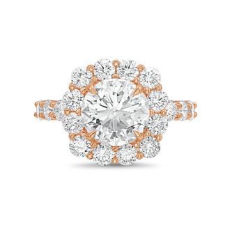 Diana M. Jewels 18kt rose gold 19.00cts Lab-Grown Round Diamond Halo Ring with Diamond Band