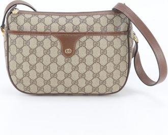 Gucci Brown Leather Coated Canvas Handbag Shoulder Bag Tote Bag (Pre-Owned)