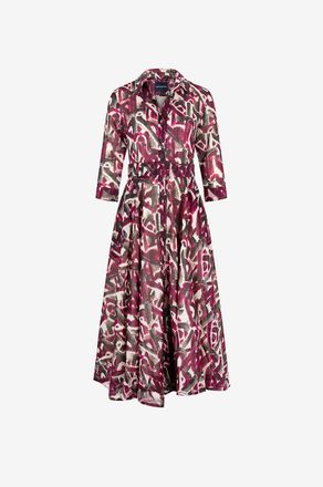 Samantha Sung Midi-Hemdkleid aus Baumwollvoile Aster Abstract