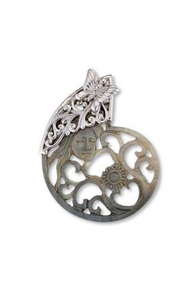 Samuel B. Sterling Silver & Shell Goddess Pendant in Grey at Nordstrom Rack