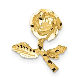 Diamond2Deal 14k Yellow Gold Satin Diamond-cut Rose Chain Slide
