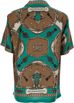 Dolce & Gabbana Mens Bowling Shirt Multicolour Silk