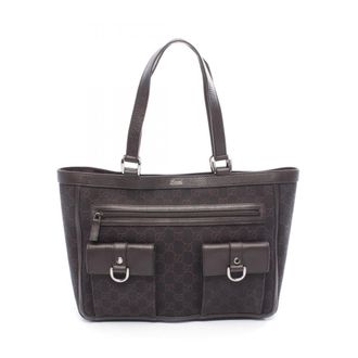 Gucci Brown Canvas Leather Tote Bag (Pre-Owned)