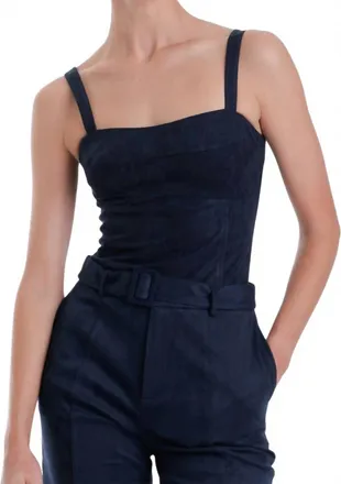 Karina Grimaldi Veronica Suede Bodysuit In Midnight