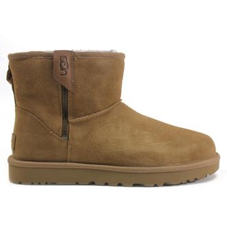 UGG Classic Mini Bailey Zip Suede Womens Zip Up Boots - Chestnut - Size:UK 6