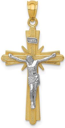 Diamond2Deal 14k Two-tone Gold Gold Polished Crucifix Pendant