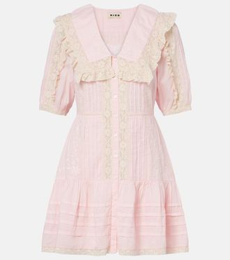 Rixo Dove embroidered cotton voile minidress
