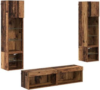 vidaXL Unidad De Pared Para Tv 6 Pcs Madera Envejecida Vidaxl