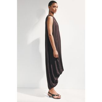 H&M Draped Bubble-hem Dress in Dark Brown at Nordstrom, Size X-Small