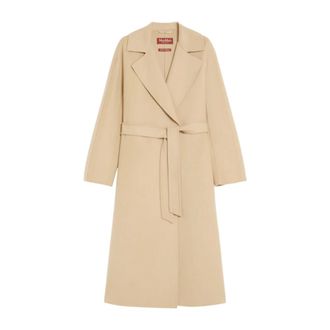Max Mara Jassen, Dames, Beige, XS, Wol, Belted Coat