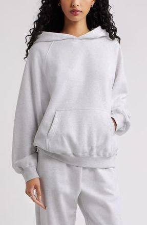 BP. Fleece Detail Oversize Raglan Hoodie in Grey Fog Heather at Nordstrom Rack, Size Xx-Small