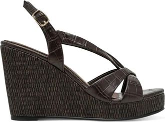 Tamaris Schoenen, Dames, Bruin, 36 EU, Leer, Wedge Sandalen