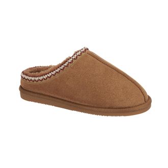 Jo & Joe Ladies Full Toe Mule Slippers, FauxFur Lined, Embroidered stitch detail and centre seam, Outdoor or Indoor 4-8 (Chestnut, UK Footwear Size System, Adu