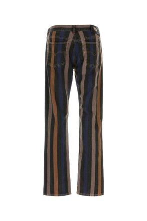 Versace Mens Printed Denim Jeans 1d070multicolor Exterior: Cotton Pantaloni Trousers