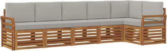 vidaXL Conjunto De Sof&aacute;s De Exterior 6 Uds. Gris Natural Y Claro Vidaxl