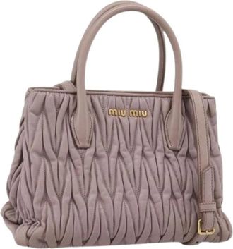 Miu Miu Pre-owned Handtas - Dames - Pre-owned - Beige - Maat: ONE Size Zijde