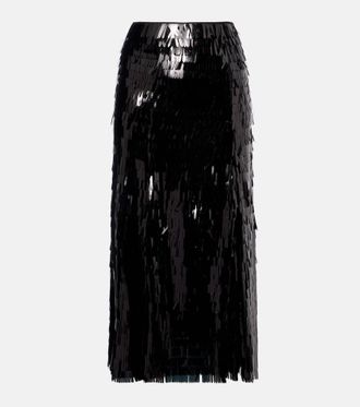 Self Portrait Sequined high-rise midi skirt