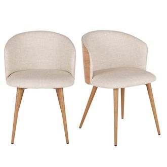 Maisons du monde Set de 2 sillas para hosteler&iacute;a beige con respaldo de madera de roble