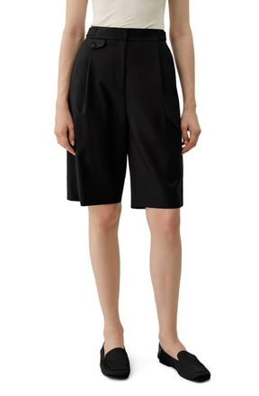 LilySilk Wool-Silk Bermuda in Black at Nordstrom, Size 14