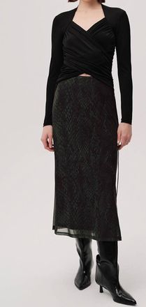 Exquise Linda K. Midi Skirt In Green-Black