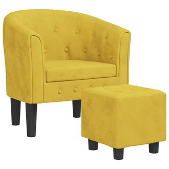 vidaXL Sill&oacute;n Con Taburete Terciopelo Amarillo Vidaxl