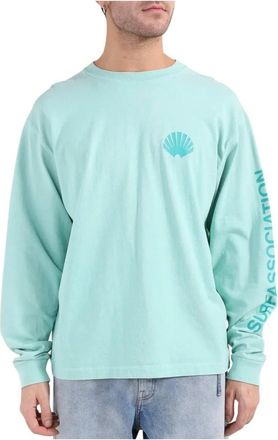 New Amsterdam Surf Association Logo Longsleeve Ocean Wave - Heren - Longsleeves - Blauw - XL - Katoen - Tops