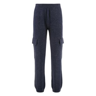PESERICO Sweatpants, female, Blue, S, Luxury Wool Silk Blend Knit Trousers