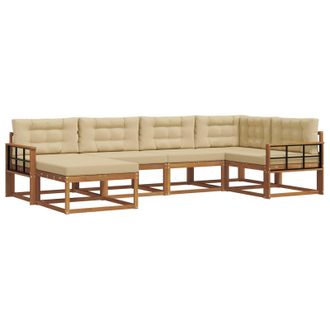 vidaXL Conjunto De Sof&aacute;s De Exterior Con Coj&iacute;n 6 Pcs Natural Y Beige Vidaxl