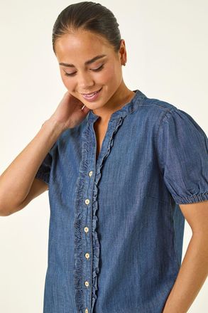 Roman Frill Front Buttoned Blouse