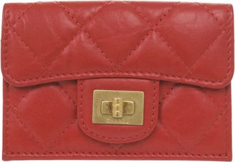 Chanel Red Color Leather Wallet (Tri-Fold) (Pre-Owned)