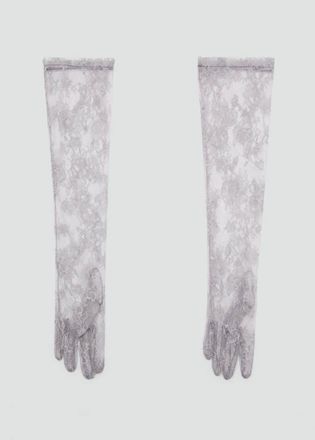 Mango Guanti lunghi pizzo grigio - Donna - S - MANGO