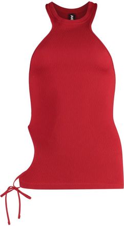 Andreadamo Red Round Neck Ribbed Tank Top