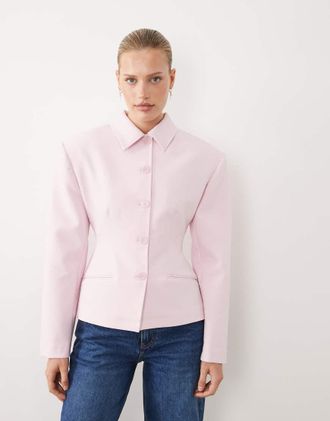 Asos Blazer avvitato rosa con bottoni