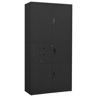 Berkfield Home Office Cabinet Anthracite 90x40x180 cm Steel in Black | Size: 90 x 40 x 180 cm
