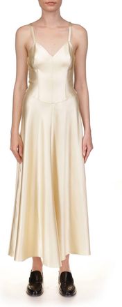 Marina Moscone Satin Swing Dress In Champagne