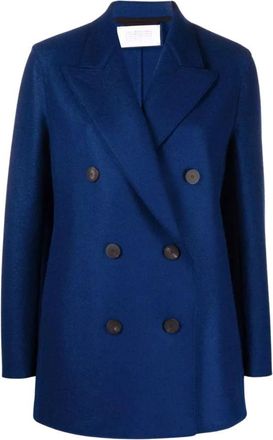 Harris Wharf London Oversized Double-Breasted Blazer - Dames - Blazers - Blauw - L - Wol - Jassen