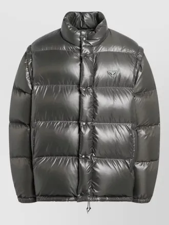 Prada high collar puffer jacket shiny quilting