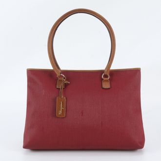Ferragamo Brown Red Color Leather Handbag Shoulder Bag Tote Bag (Pre-Owned)