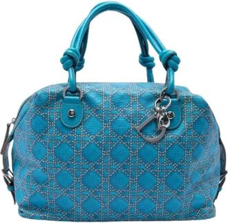 Dior Pre-owned Handbags, female, Blue, Size: ONE SIZE Pre-owned Printed Canvas Handbag