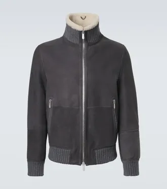 Brunello Cucinelli Cashmere-trimmed shearling blouson jacket