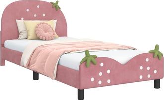 vidaXL Cama Para Ni&ntilde;os Con Cabecero Rosa 90 X 190 Cm Terciopelo Vidaxl