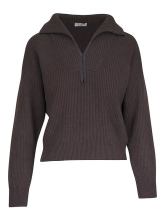 Brunello Cucinelli ribbed sweater - women - Cashmere - M - Brown