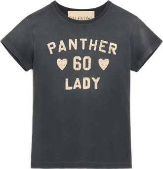 Valentino Garavani Bedruikt Katoenen T-shirt - Dames - T-shirts - Zwart - M - Katoen - Tops