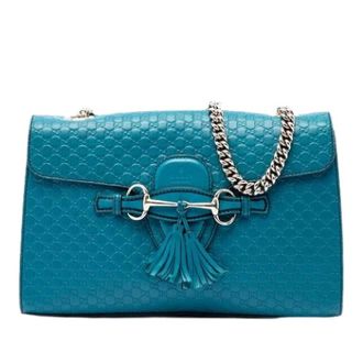 Gucci Pre-owned Emily Schoudertas - Dames - Pre-owned - Blauw - Maat: ONE Size Leer