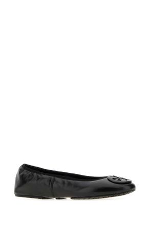 Tory Burch Womens Black Leather Reva Ballerinas 006 Ballerine Flat Shoes