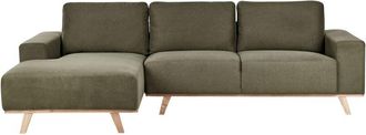 Beliani Corner Sofa 3 Seater NORA Fabric Green Right Hand